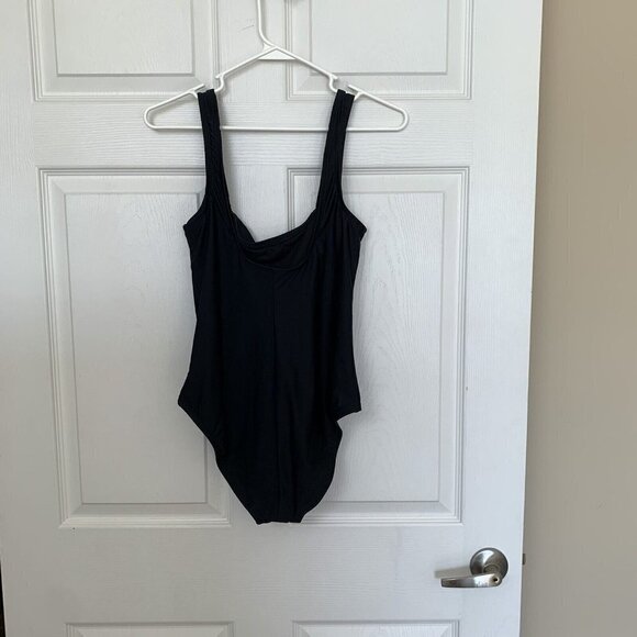 Mynah Swimsuit Medium Black One Piece Square Neck Nylon Spandex - Picture 4 of 12